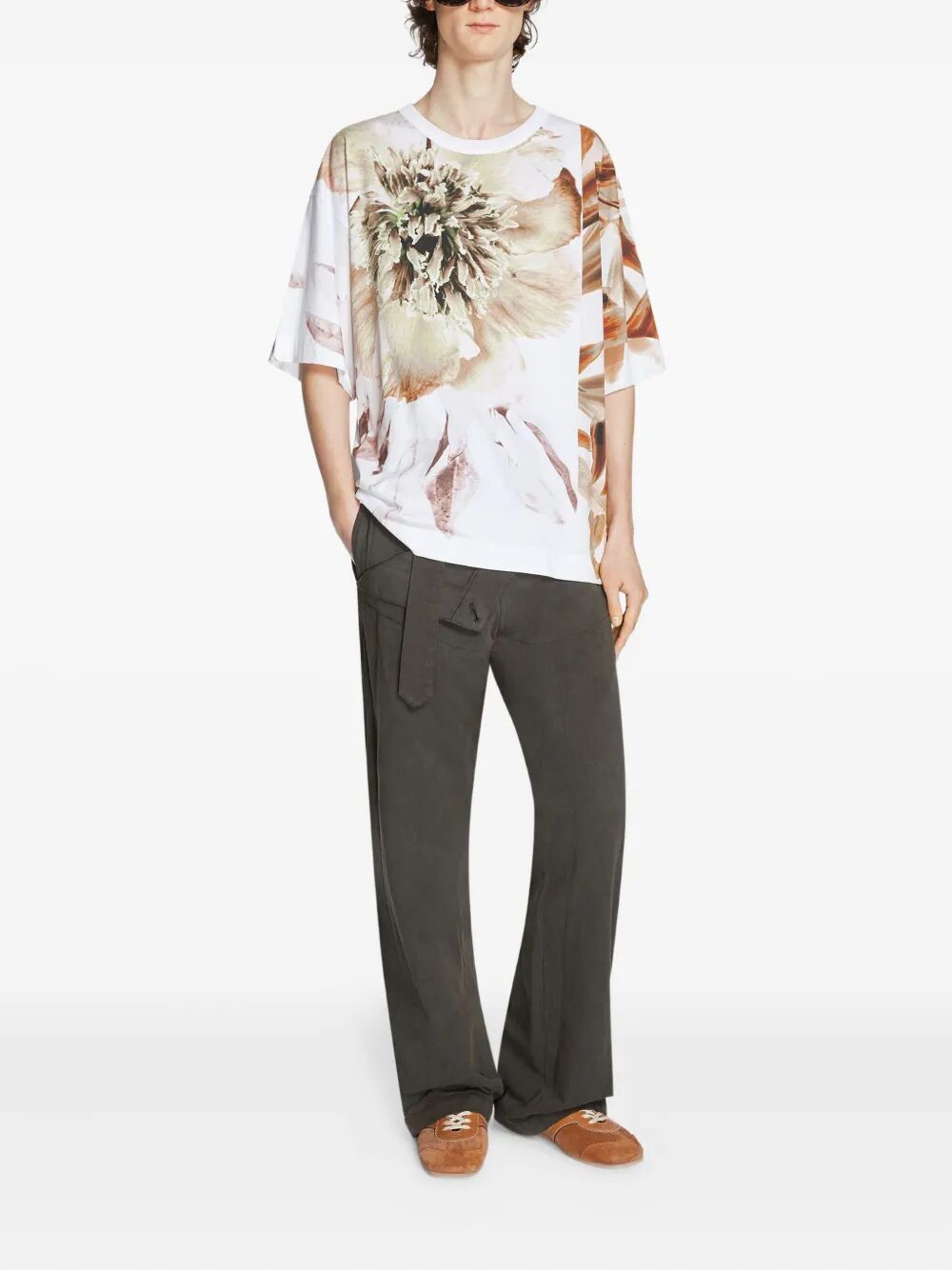 Dries Van Noten Men Hein Peony Print Cotton T-Shirt