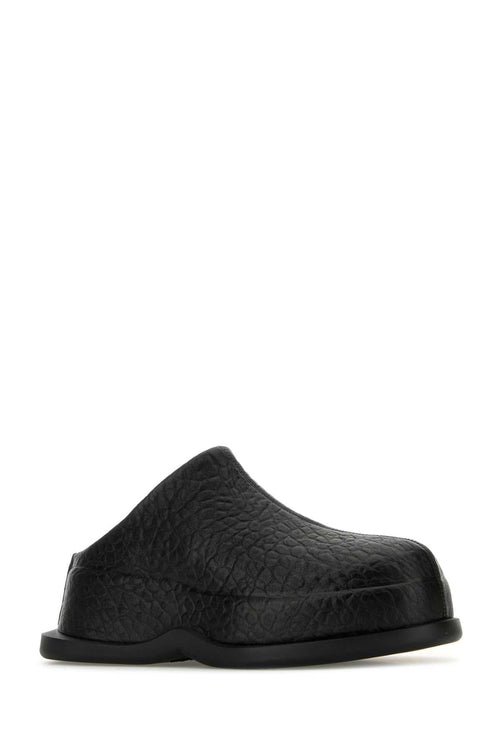 Alexander Mcqueen Women Black Leather Wave Slippers