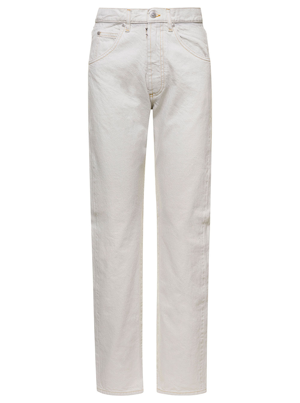 Maison Margiela Women White 5-Pocket Style Straight Jeans With Contrasting Stitching In Cotton Denim Woman
