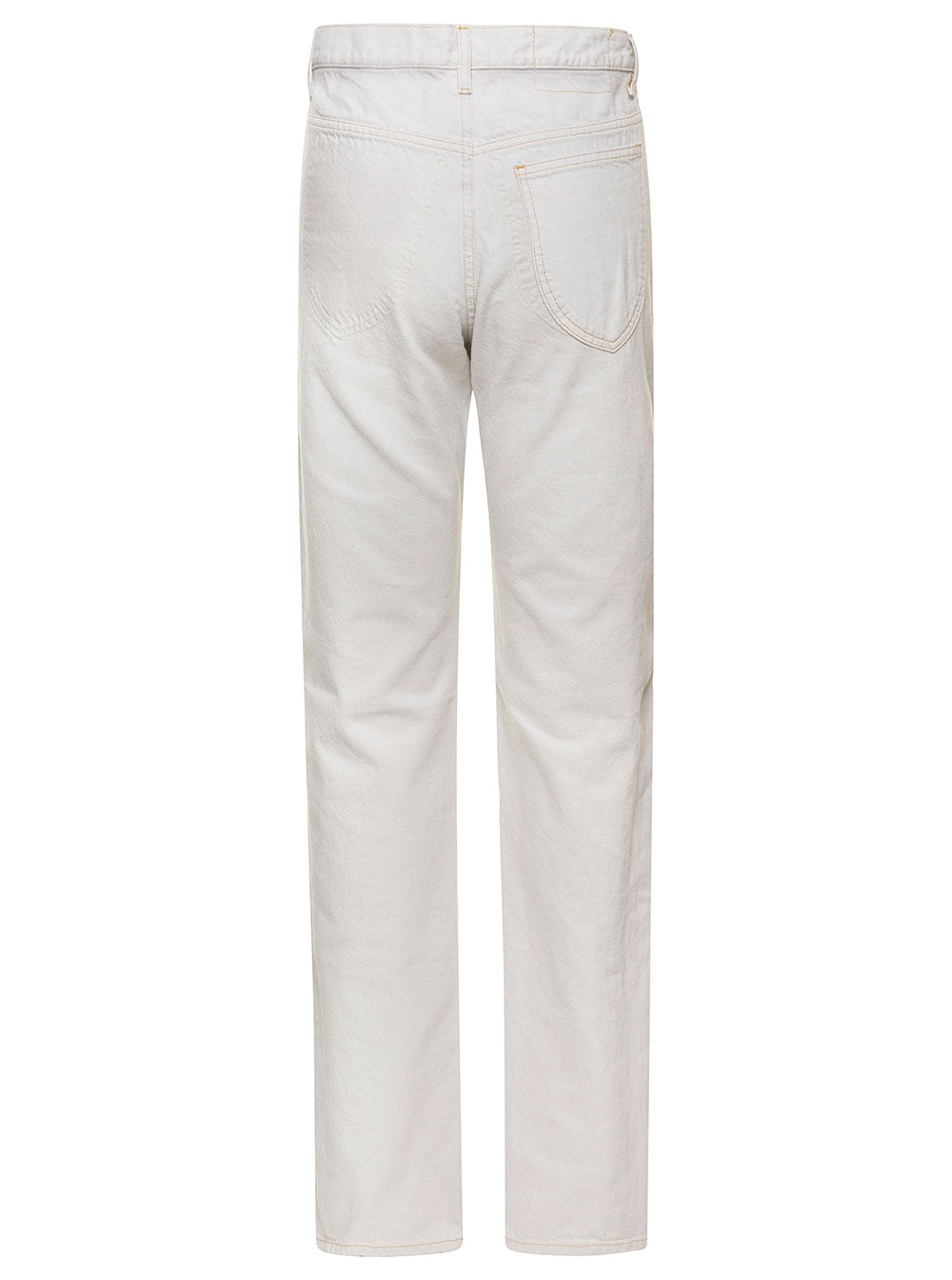 Maison Margiela Women White 5-Pocket Style Straight Jeans With Contrasting Stitching In Cotton Denim Woman