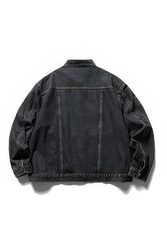 Fall_Winter Unisex Vintage Denim Jacket – Loose Fit, Washed & Distressed