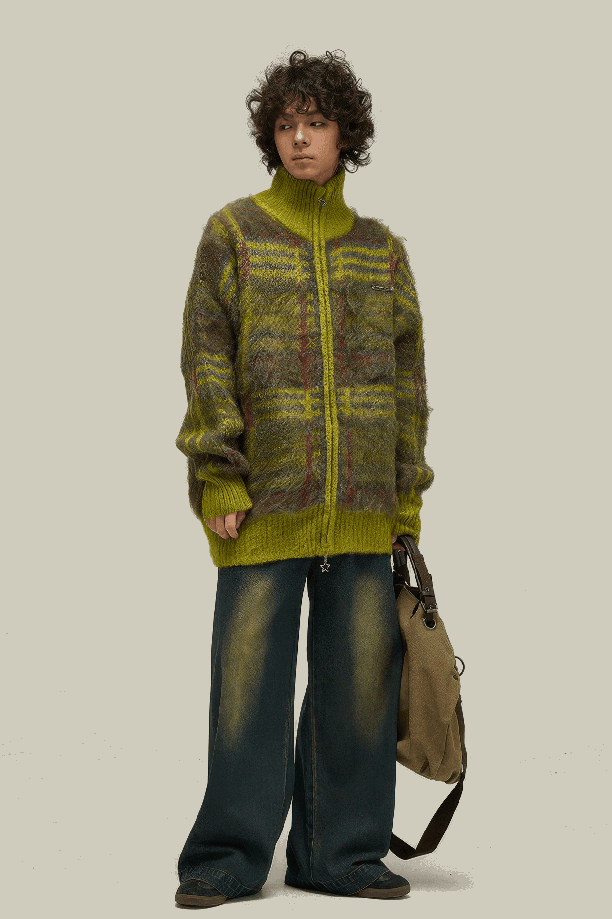 Winter Vintage American Knit Cardigan for Men – Loose & Relaxed