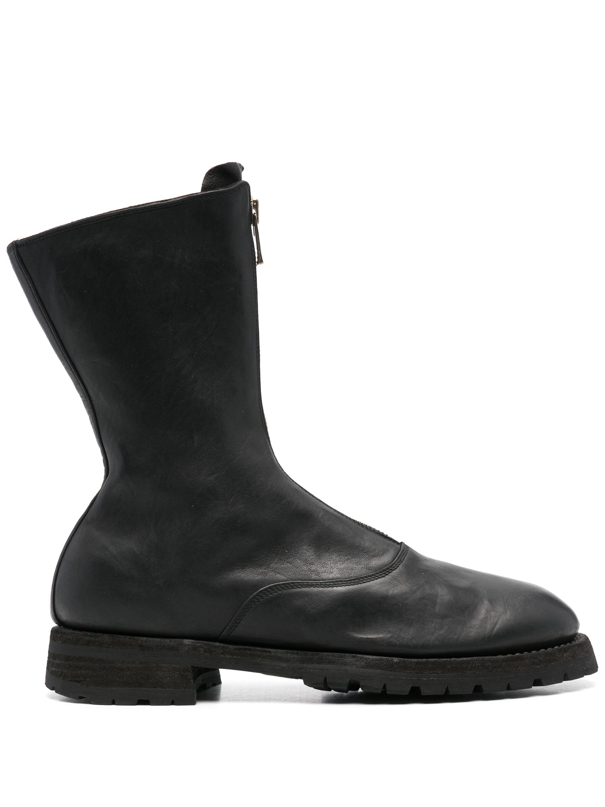 Guidi Men Front Zip Army Boots
