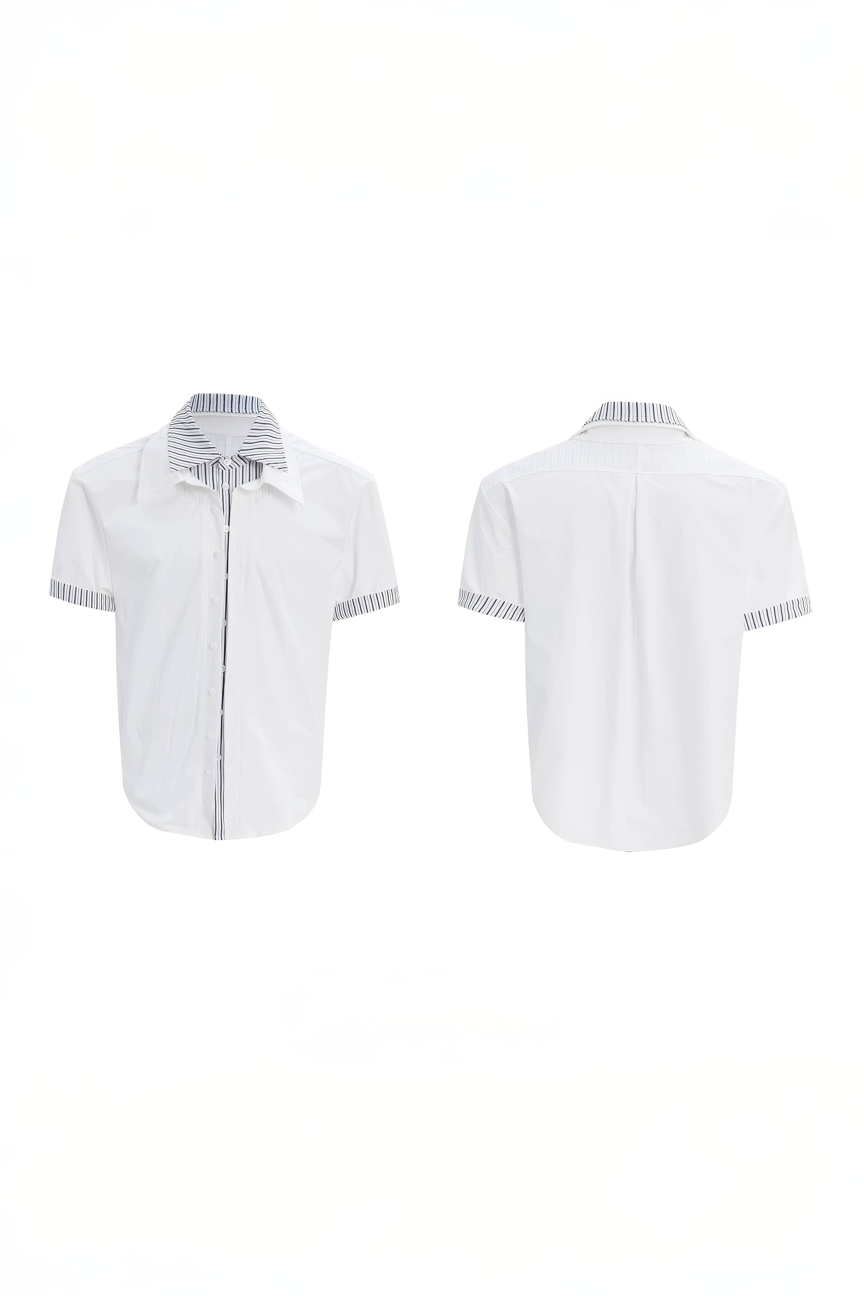 Deconstructed Stripe Shirt - Colorblock Layered Designer Top