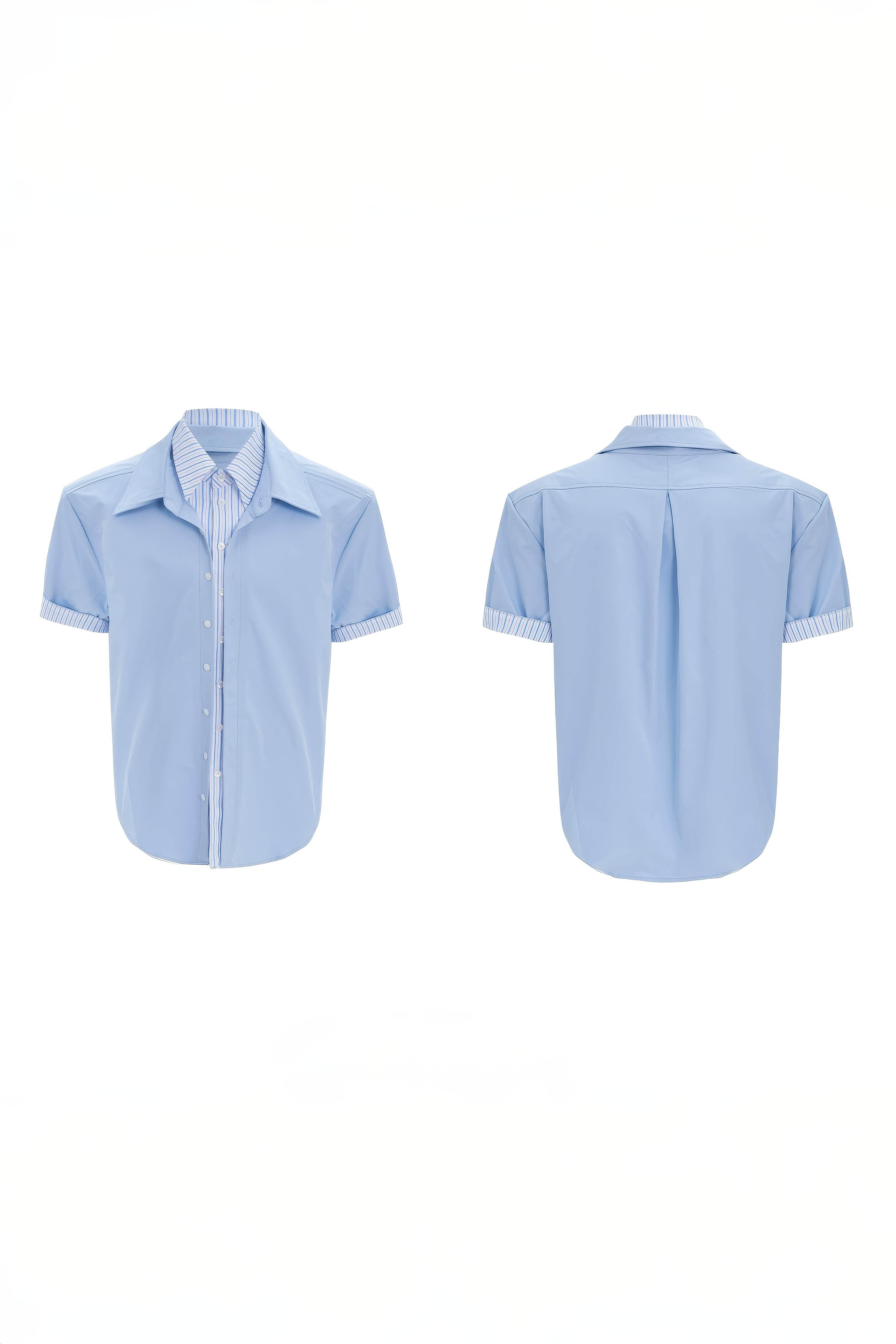 Deconstructed Stripe Shirt - Colorblock Layered Designer Top