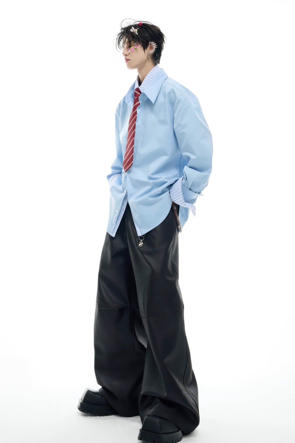 Deconstructed Stripe Shirt - Colorblock Layered Designer Top