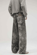 Americana Ink Splash Denim Wide-Leg Pants - Heavyweight Washed Relaxed Fit