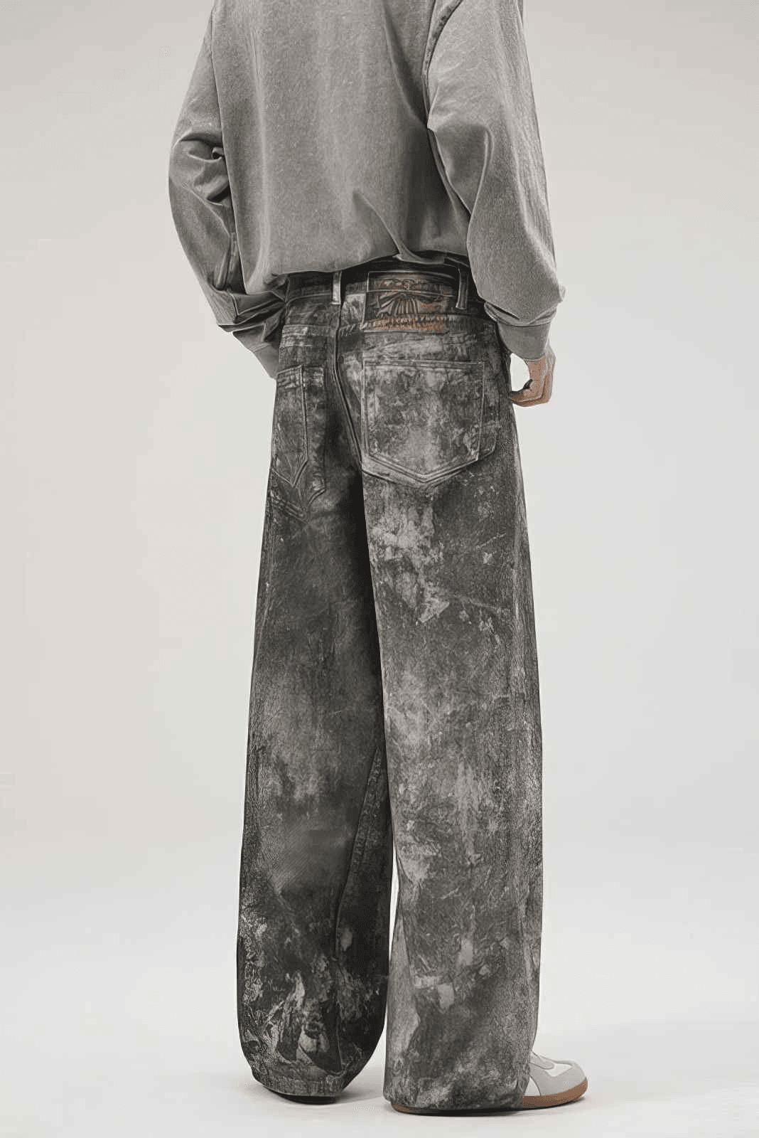 Americana Ink Splash Denim Wide-Leg Pants - Heavyweight Washed Relaxed Fit