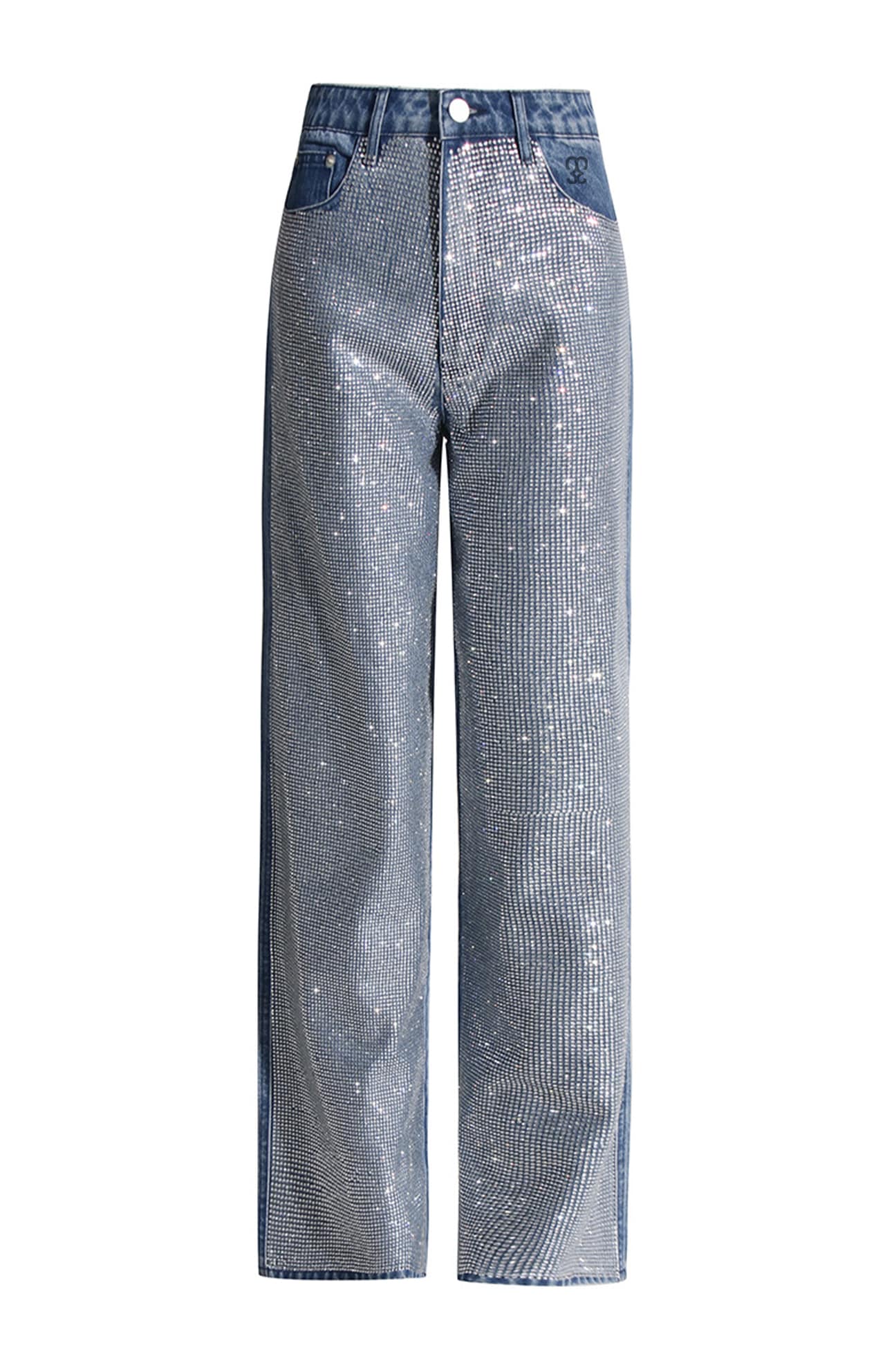 Auga Crystal Embellished High Waist Blue Jeans Unisex