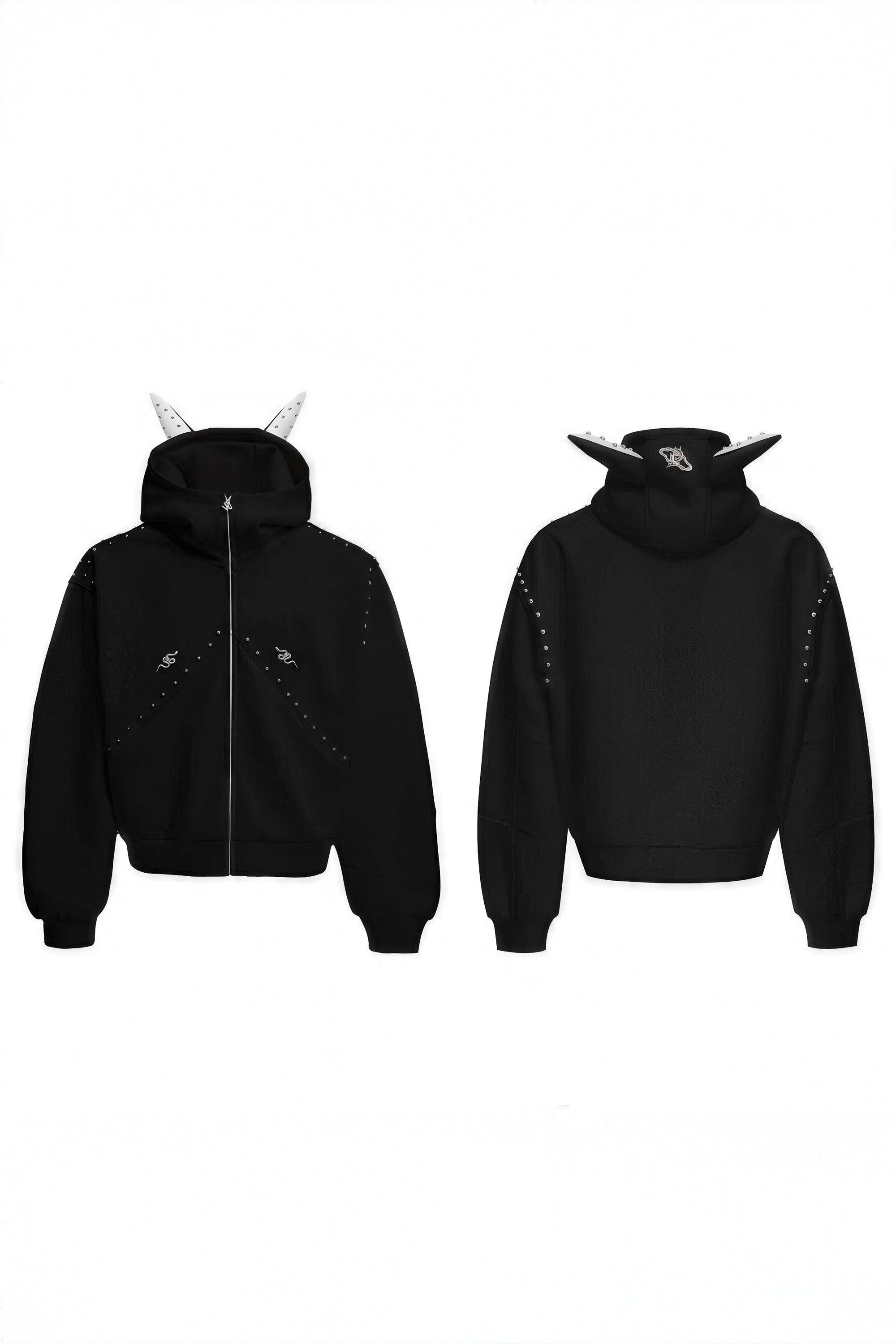 Doberman Dog Hooded Jacket with Rivet Accents