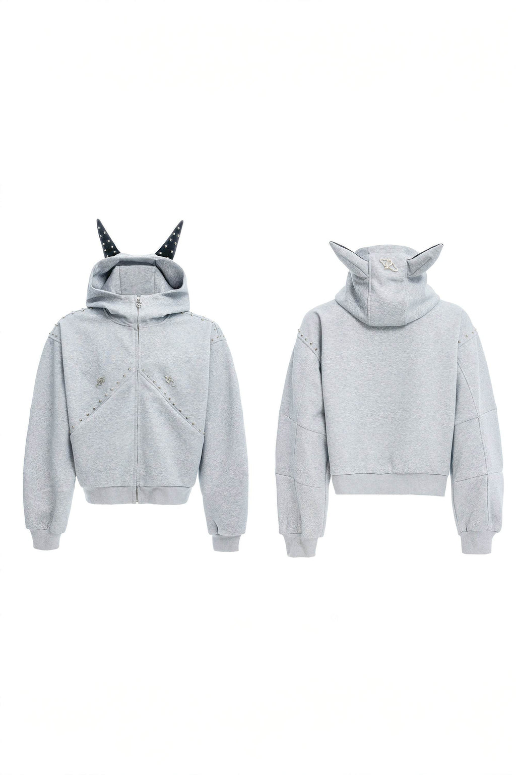 Doberman Dog Hooded Jacket with Rivet Accents