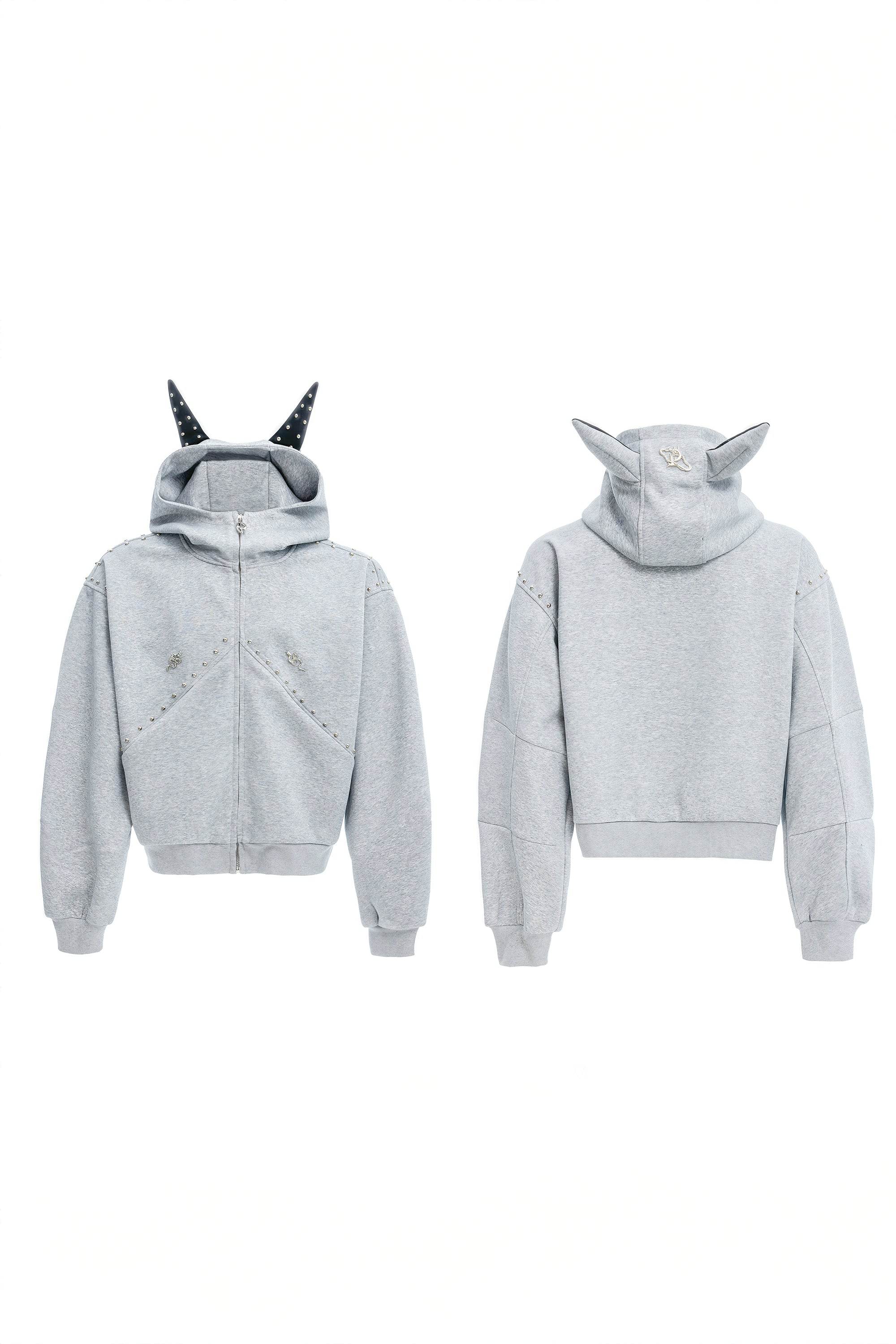 Doberman Dog Hooded Jacket with Rivet Accents