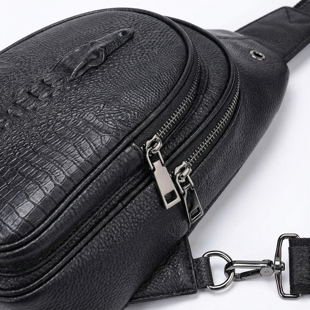Men’s Croc-Embossed Leather Sling Bag – Modern Everyday Carry