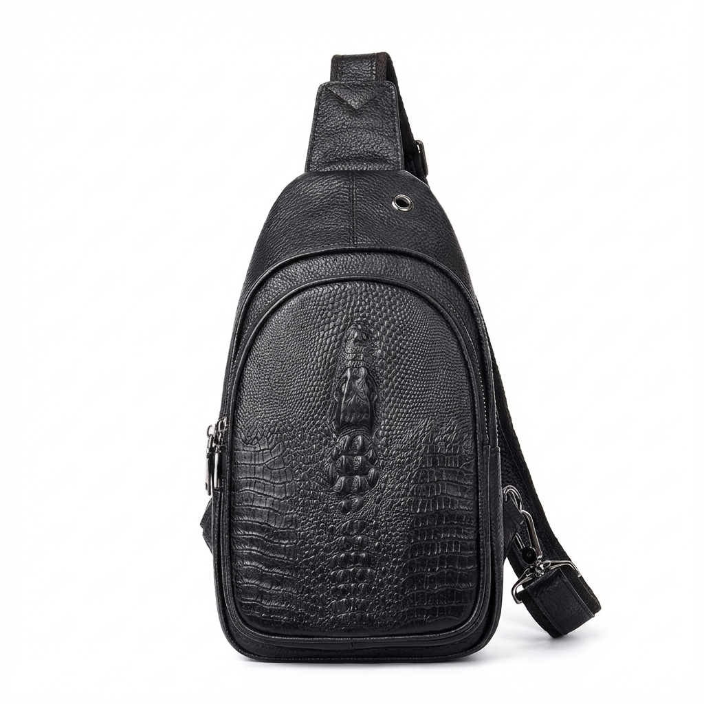 Men’s Croc-Embossed Leather Sling Bag – Modern Everyday Carry