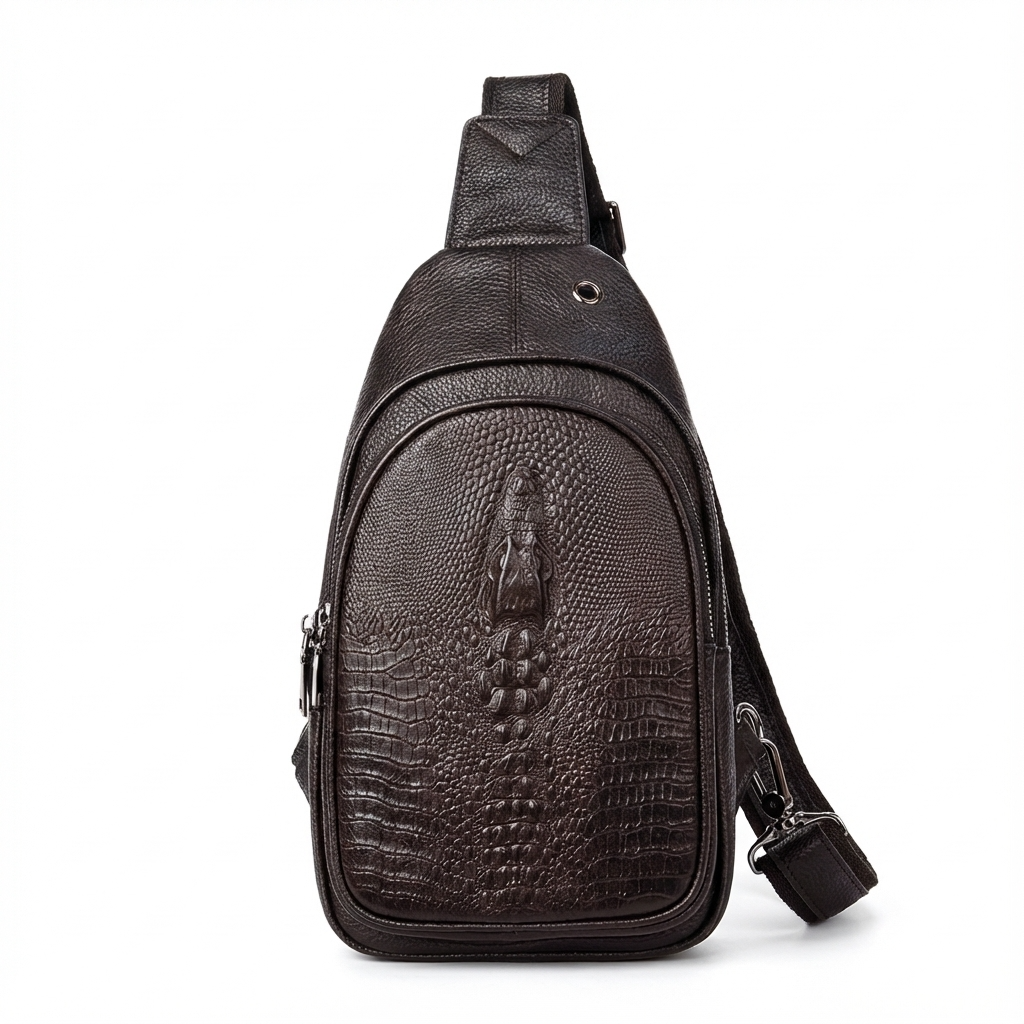 Men’s Croc-Embossed Leather Sling Bag – Modern Everyday Carry