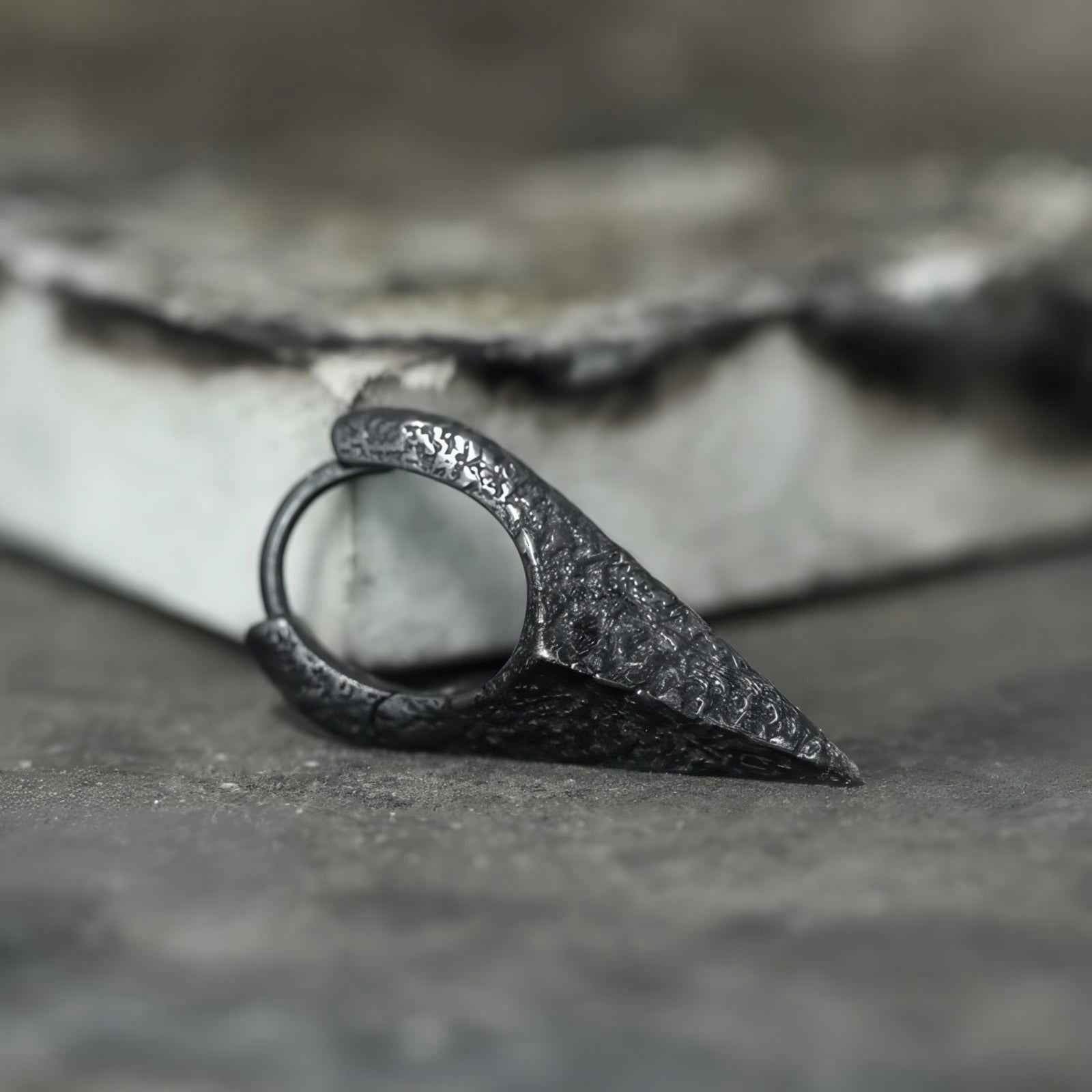 Neutral Black Rock Texture Geometric Ear Stud Earrings