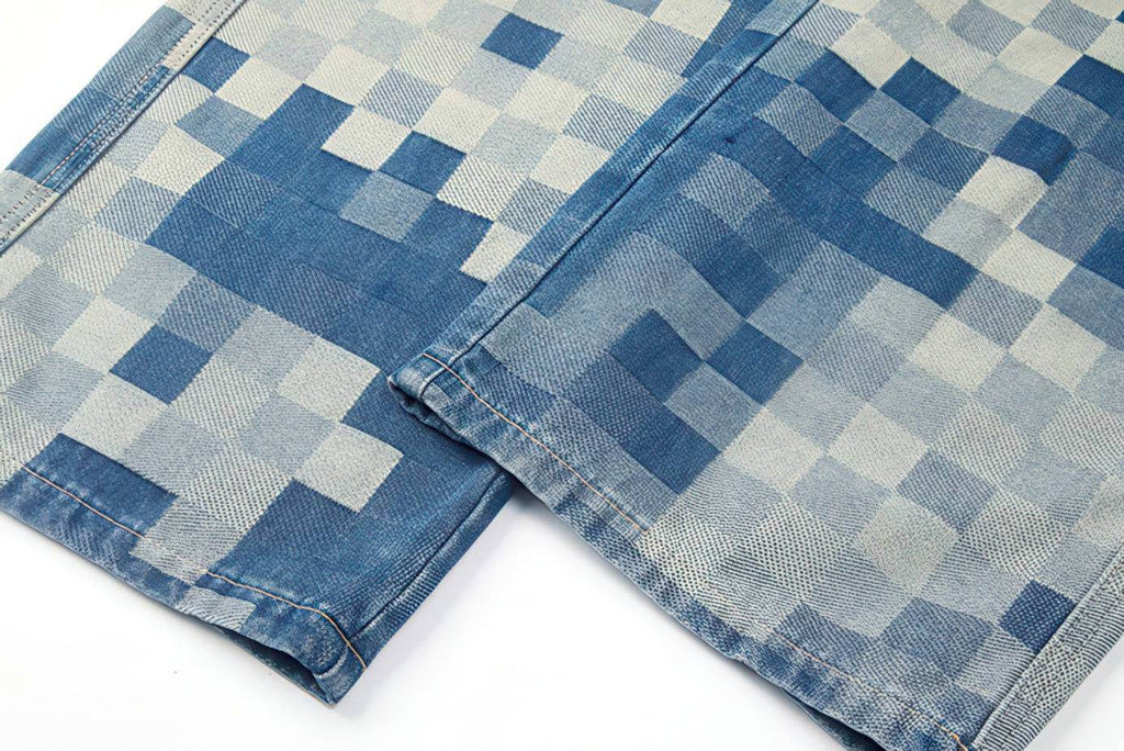 Plaid Patchwork Jeans - Oversized Wide-Leg Streetwear Pants