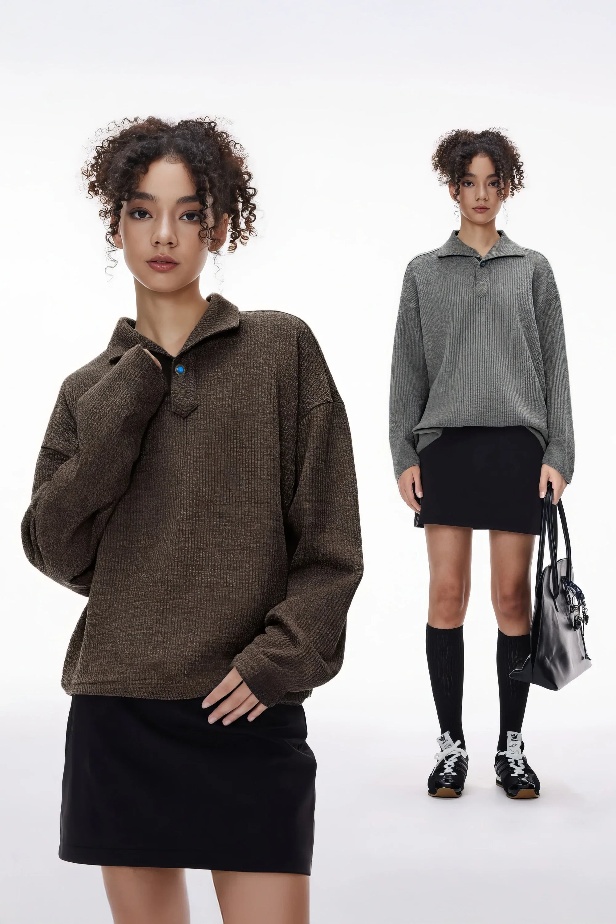 Vintage Italian Polo Shirt - Long Sleeve, Loose Fit, Classic Collared