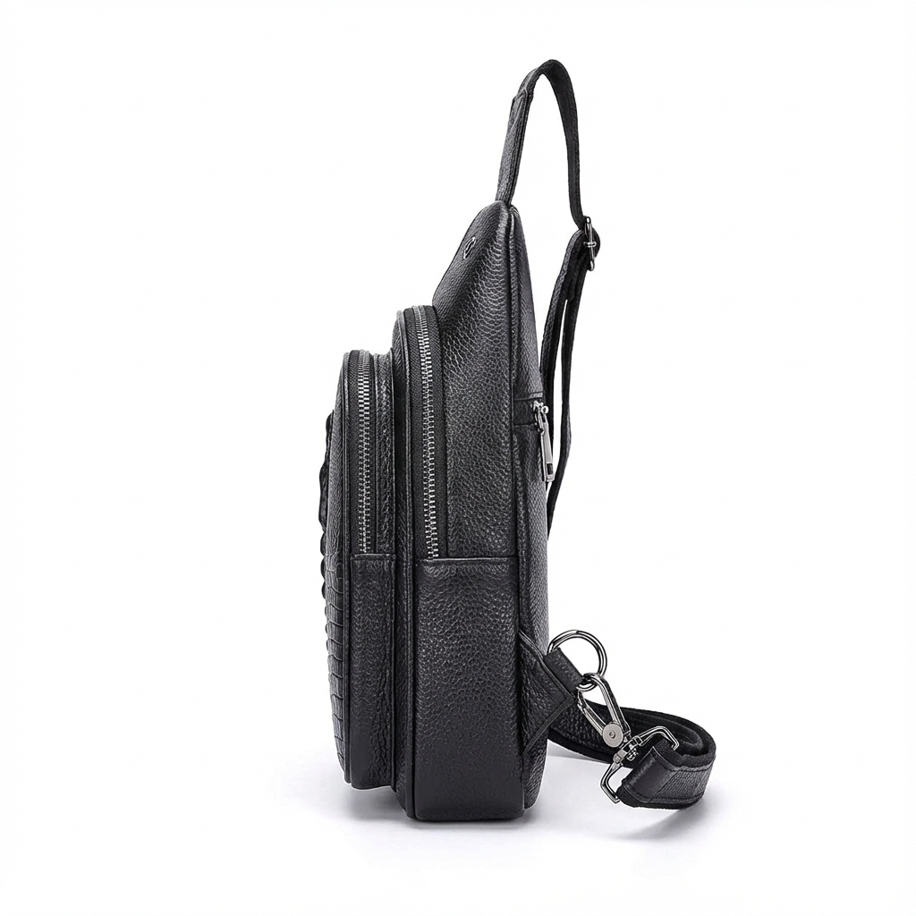 Men’s Croc-Embossed Leather Sling Bag – Modern Everyday Carry