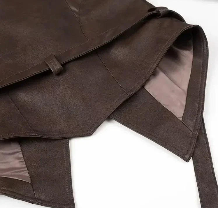 MANDOTOS Casual Long Sleeve Polyester Coat in Classic Brown with Loose Fit For Women Outerwear