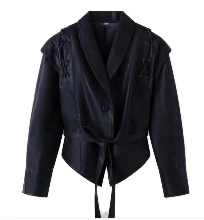 MANDOTOS Casual Long Sleeve Polyester Coat in Classic Brown with Loose Fit For Women Outerwear