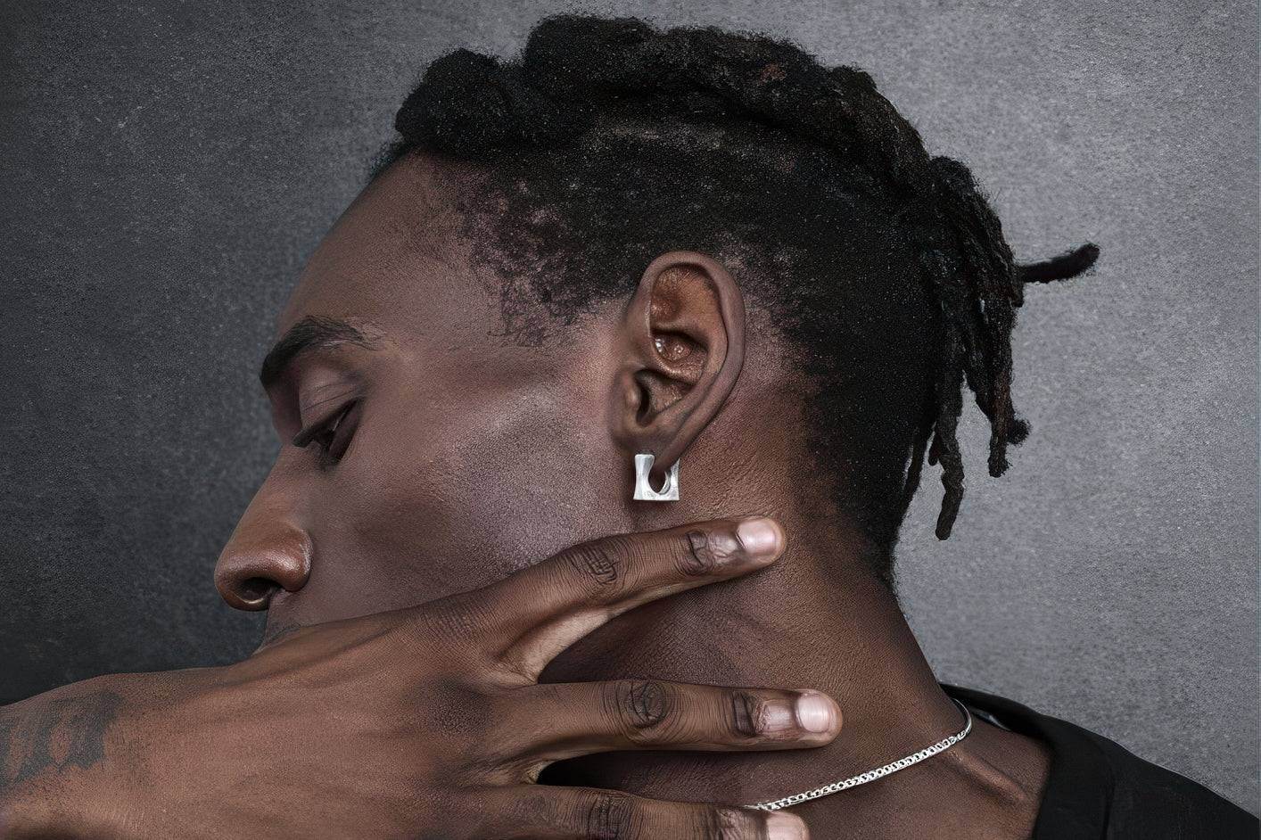 Men's Square Sterling Silver Earrings - Trendy Minimalist Design