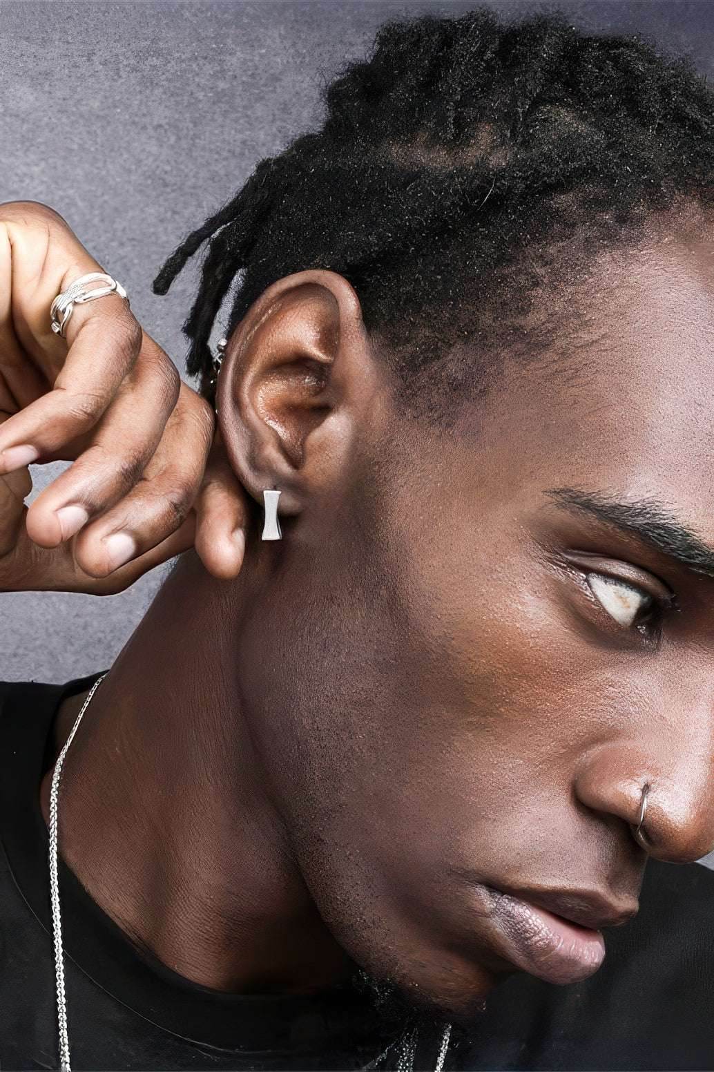 Men's Square Sterling Silver Earrings - Trendy Minimalist Design