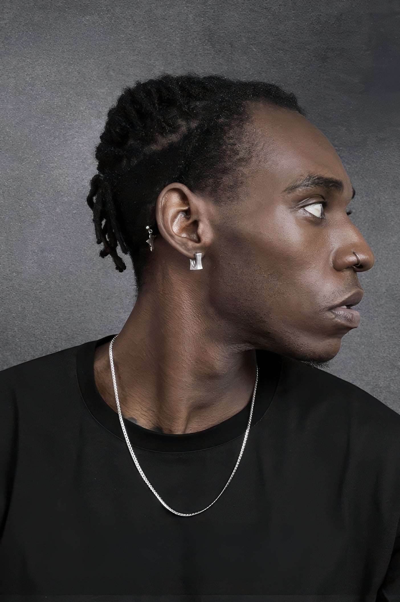 Men's Square Sterling Silver Earrings - Trendy Minimalist Design