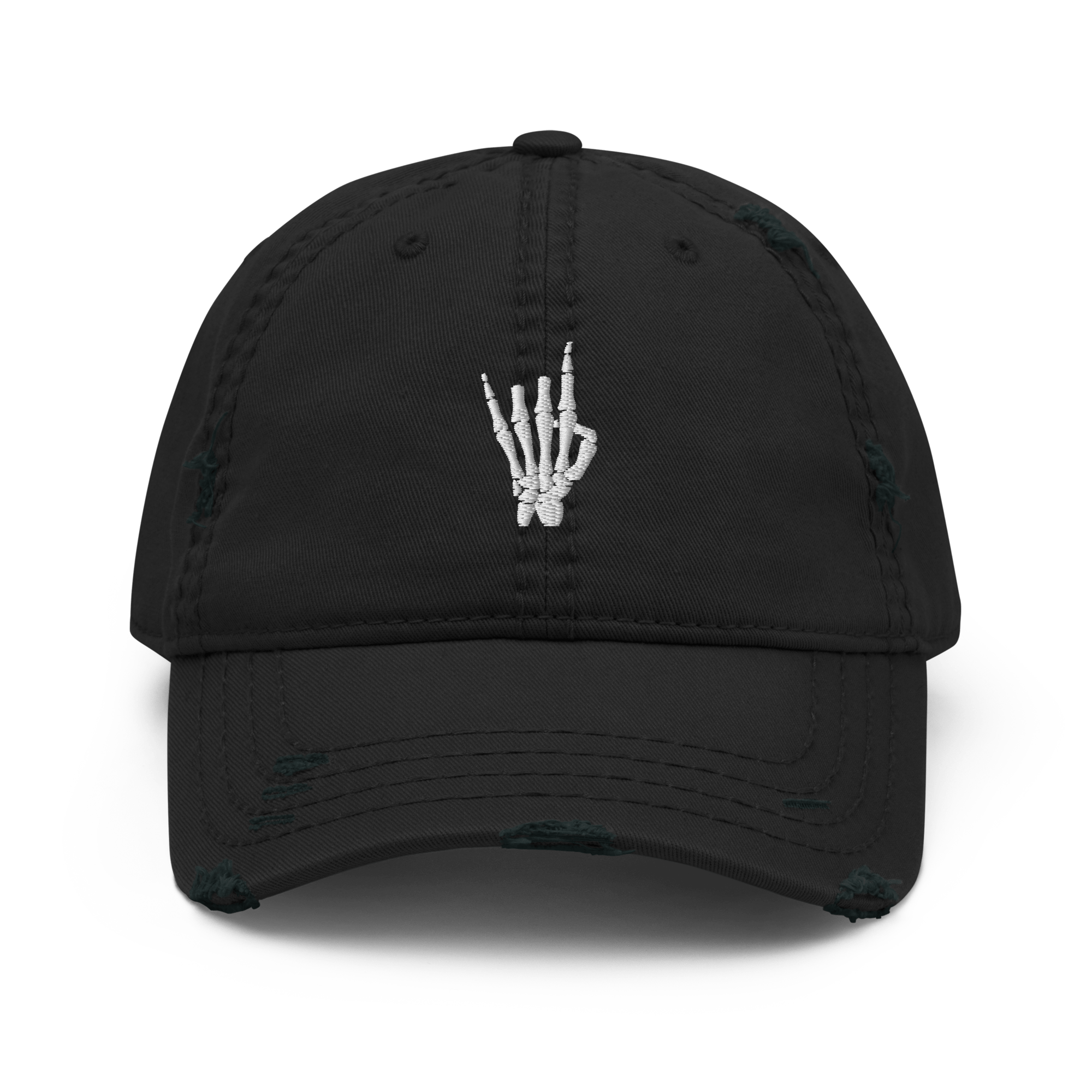 Rock On Skeleton Distressed Dad Hat